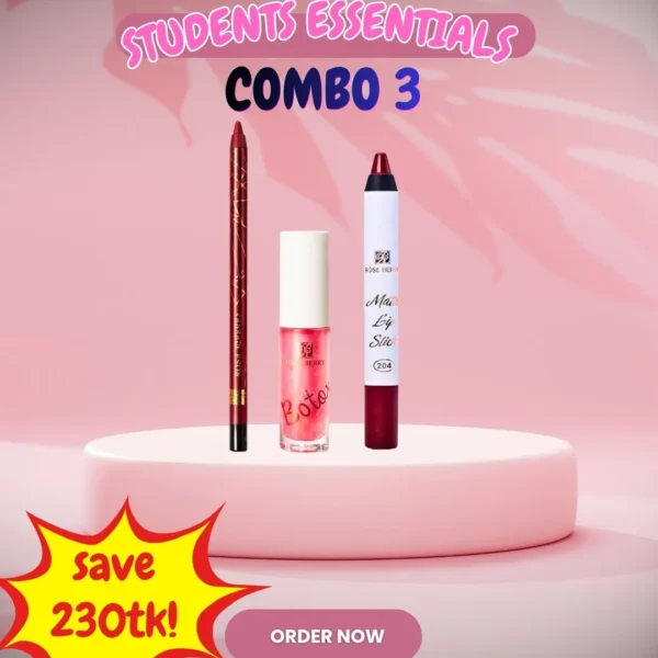 Students Essentials Combo 3 ( Eyeliner + Lip Gloss + Lip Liner)